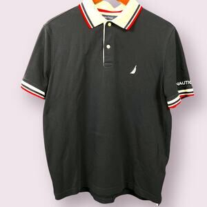Men's Nautica Red White Blue Logo Polo Size Medium